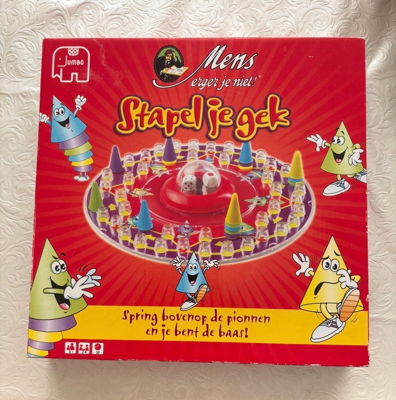 Jumbo Mens erger je niet! Stapel je gek bordspel, Een of twee spelers, Ophalen of Verzenden, Zo goed als nieuw