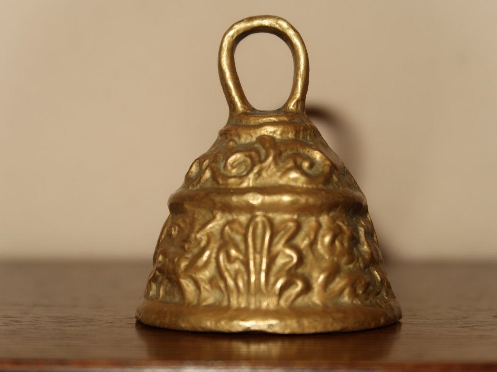 vintage kloosterbel, antieke apostelbel geel koper kerkbel, Antiek en Kunst, Verzenden, Koper