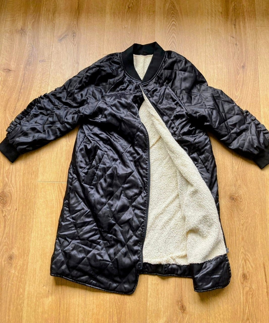 Zwarte Najaarsjas Teddy Gevoerd - Maat L, Ophalen of Verzenden, Zo goed als nieuw, Maat 42/44 (L), Zwart