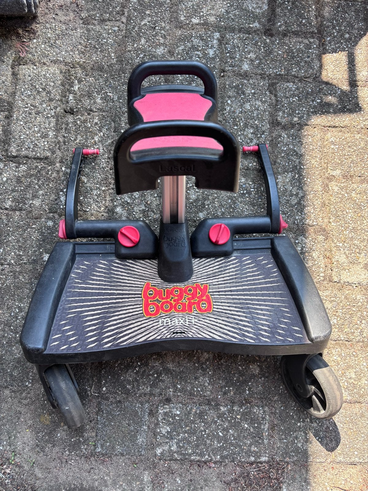 Lascal BuggyBoard Maxi+ meerijdplankje met zitje, Ophalen of Verzenden, Gebruikt, Overige merken