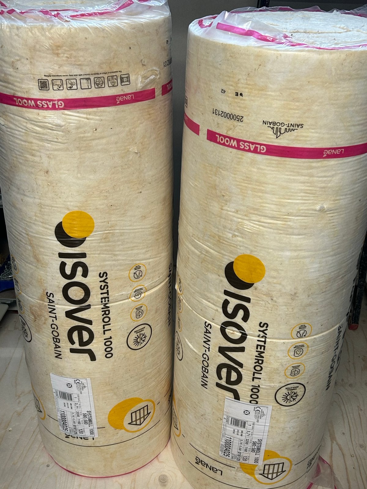 Isolatie Glaswol ISOVER Systemroll 1000 - 4 rollen, Ophalen, 12 cm of meer, Nieuw, 5 tot 10 m²