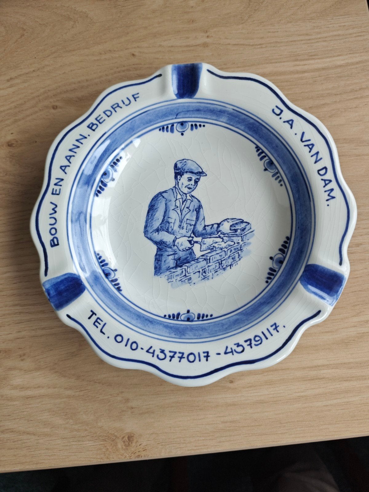 Delfts Blauw Royal Handpainted asbak J.A. van Dam, Antiek en Kunst, Ophalen