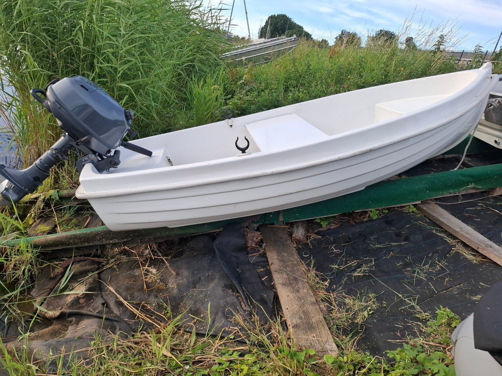 Askeladden bootje met zuinige Yamaha 4pk fourstroke, Watersport en Boten, Kano's, Ophalen, Gebruikt, Overige typen, Met peddels