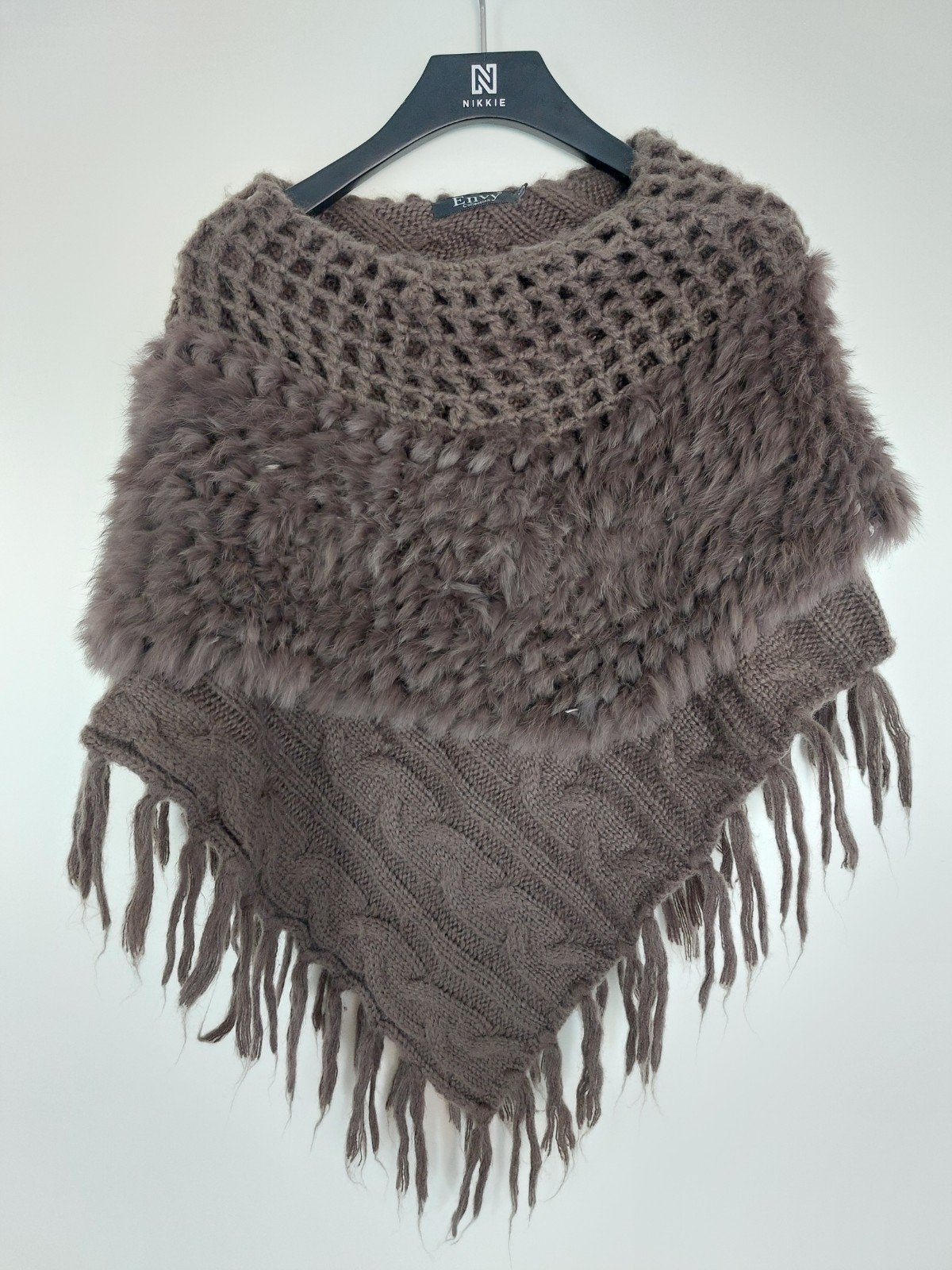 Luxe Poncho Kasjmier/Zijde/Wol Mix - Maat L/XL, Ophalen of Verzenden, Zo goed als nieuw