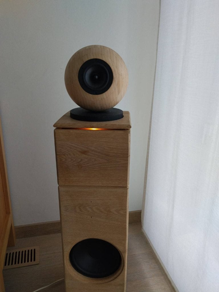 Zelfbouw bt zuil massief eiken, draaibare bamboe bolspeaker, Ophalen