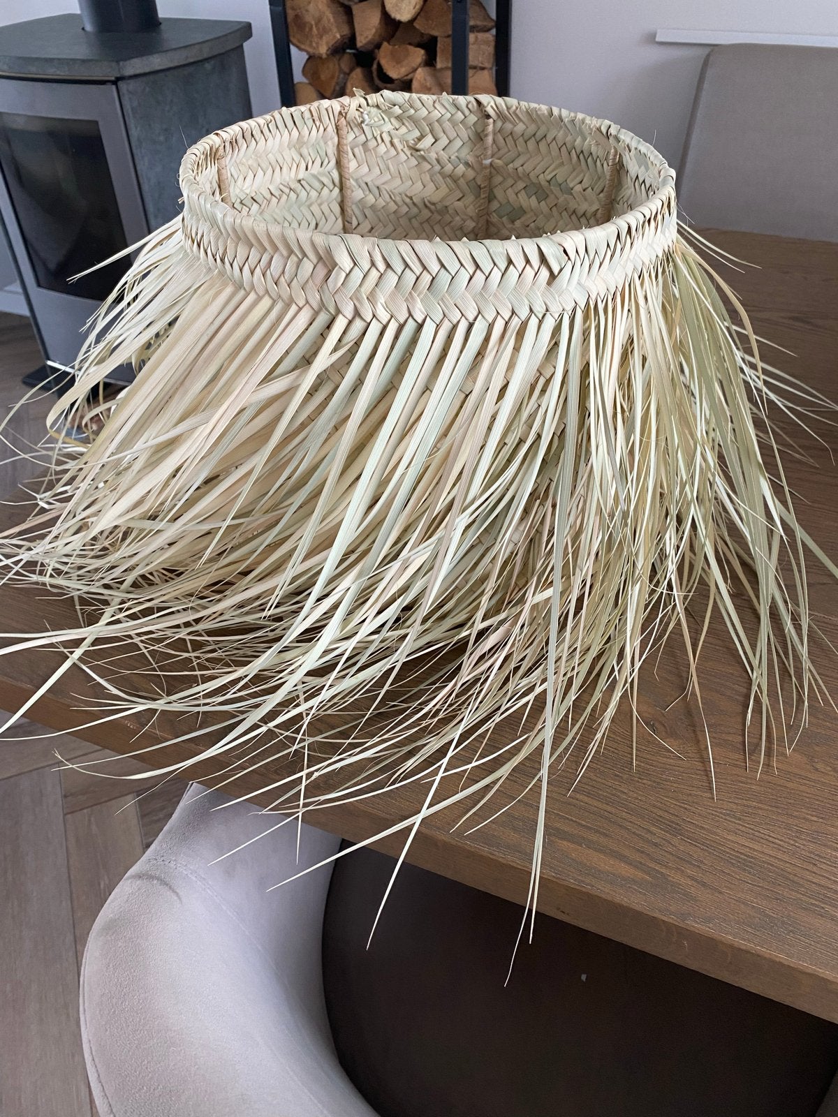 Handgemaakte zeegras lampenkap voor staande lamp, Natuurlijk materiaal, Beige, Rond, Nieuw