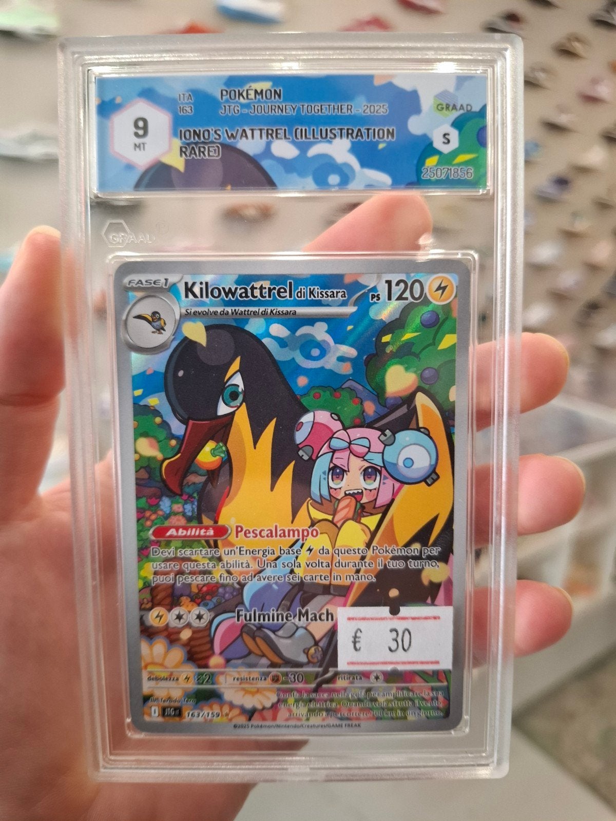 Iono's Wattrel (Illustration Rare) 163 Pokémon Kaart - GRAAD, Ophalen of Verzenden, Nieuw, Losse kaart