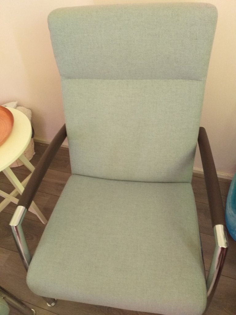 Zgan 2 leolux helical fauteuils lichtblauw, Huis en Inrichting, Fauteuils, Ophalen, Zo goed als nieuw, 75 tot 100 cm, 50 tot 75 cm