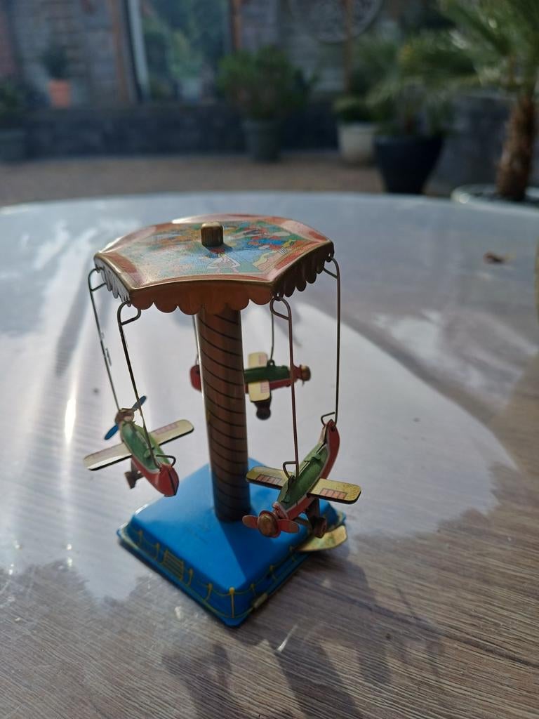 Vintage Blikken Zweefmolen - Werkt Perfect in Doosje, Antiek en Kunst, Antiek | Speelgoed, Ophalen of Verzenden