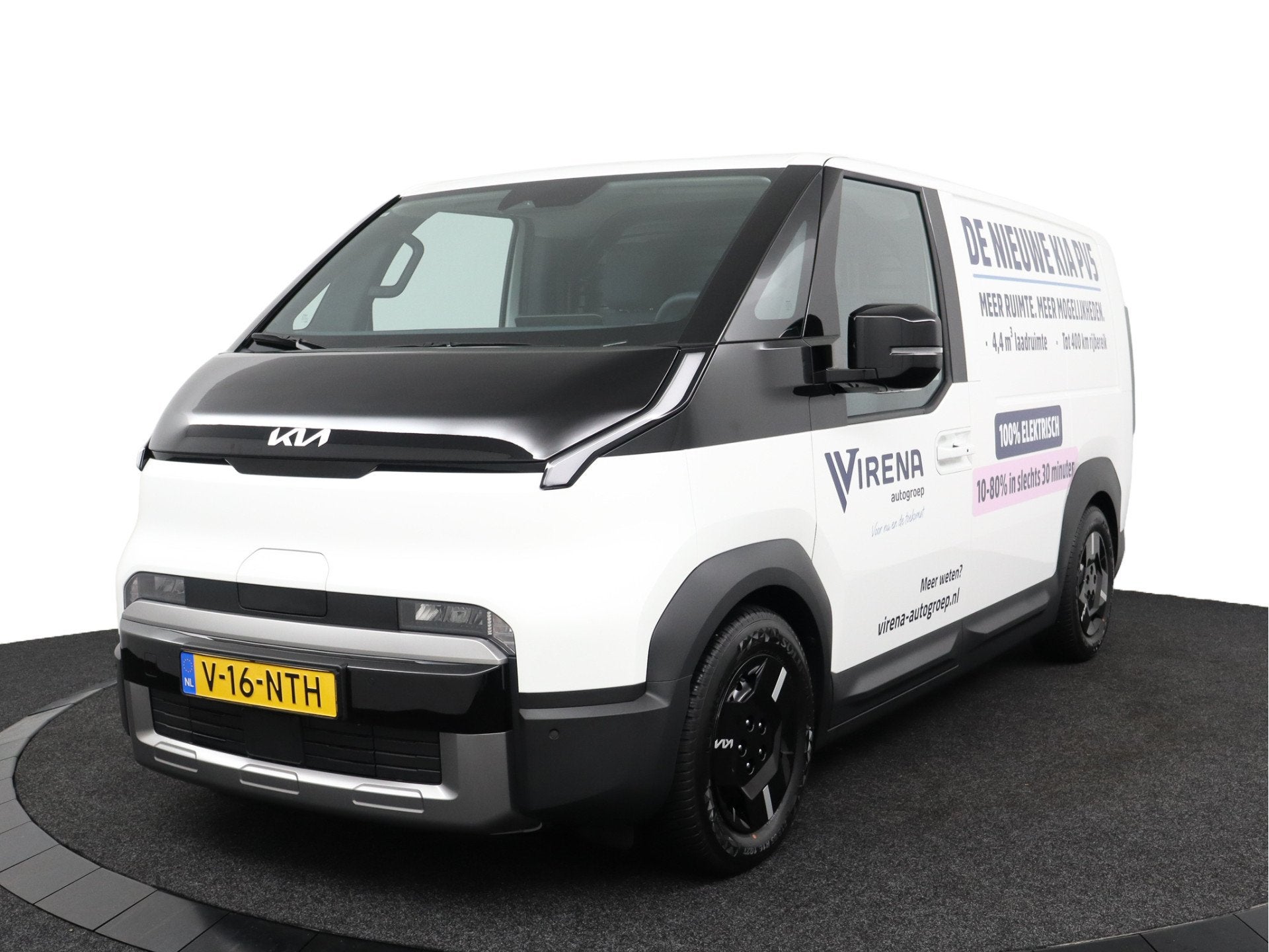 Kia PV5 L2H1 Plus 71.2 kWh *DEMO* Vehicle-to-Load - Stoel en, Auto's, Stof, Kia, Zwart, Met garantie (alle)