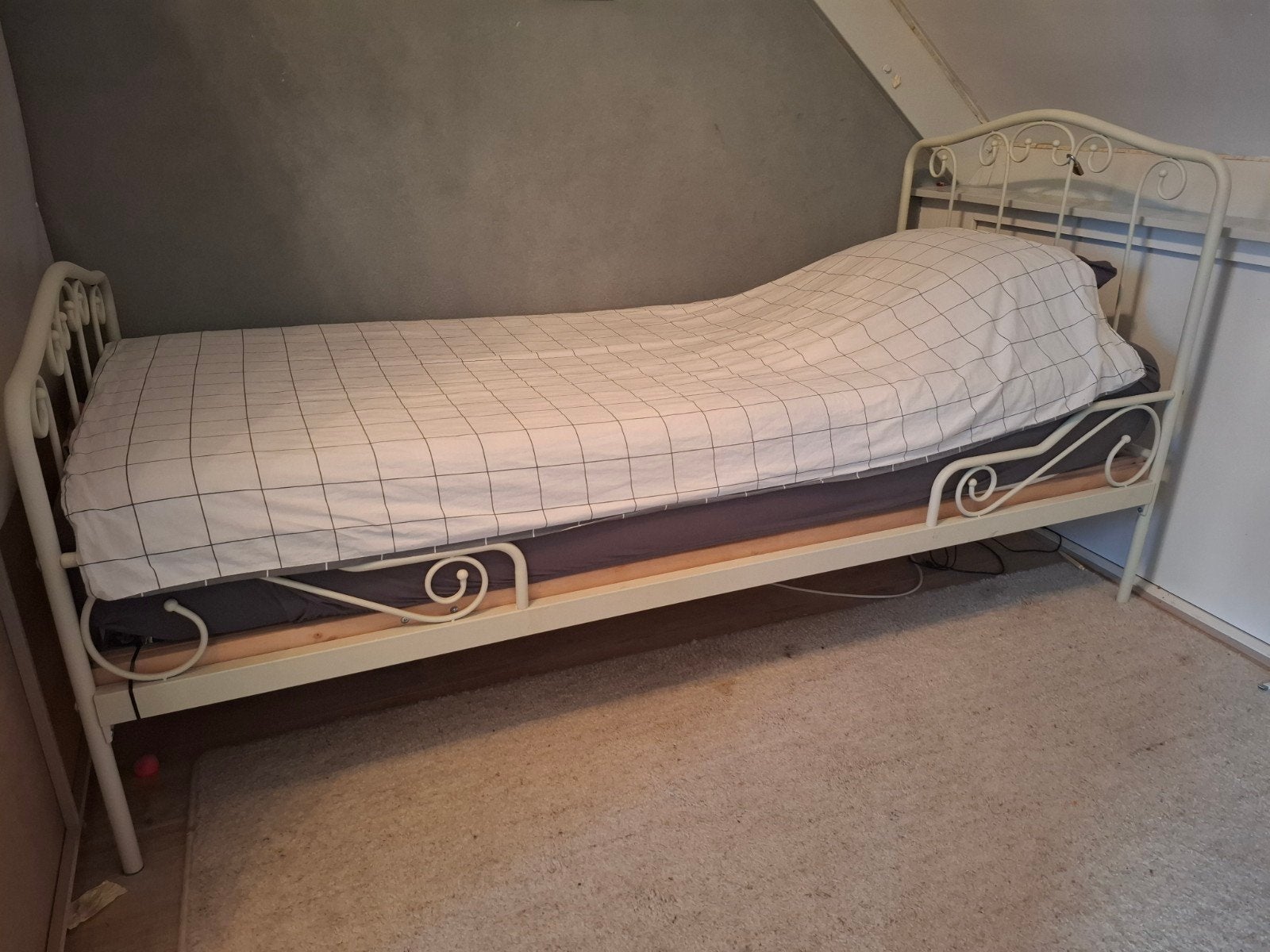 Bed (inclusief matras zgn), Ophalen, 90 cm, Eenpersoons, Wit