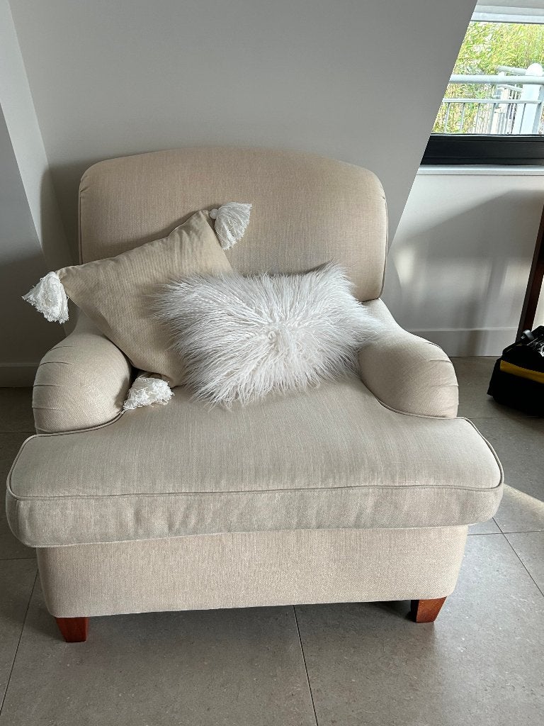 Stoel/Fauteuil beige, Huis en Inrichting, Stoelen, Ophalen, Gebruikt, Overige kleuren, Eén