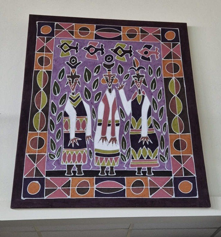 Uniek Batik Schilderij - Traditionele Afrikaanse Kunst, Ophalen, Afrika, Handgemaakt, Meerkleurig