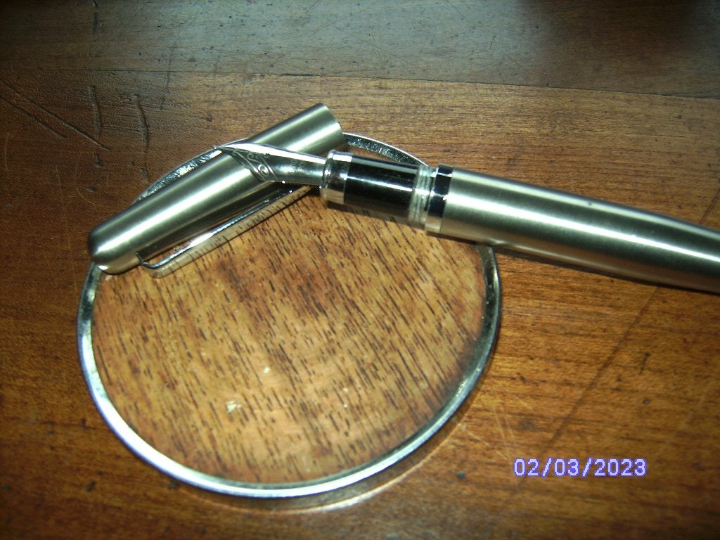vulpen metalen met Iridium Point op inktpatronen zilverkleur, Ophalen of Verzenden, Zo goed als nieuw, Vulpen, Overige merken