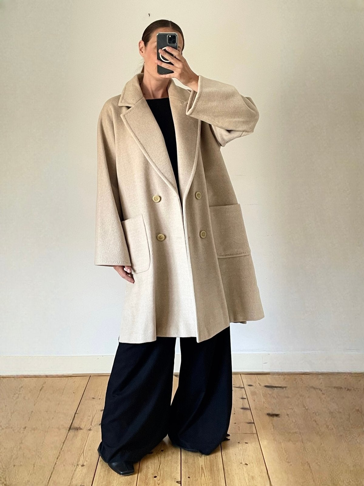 Max Mara oversized jas wol met kasjmier maat 36-40, Ophalen of Verzenden, Zo goed als nieuw, Maat 36 (S), Beige