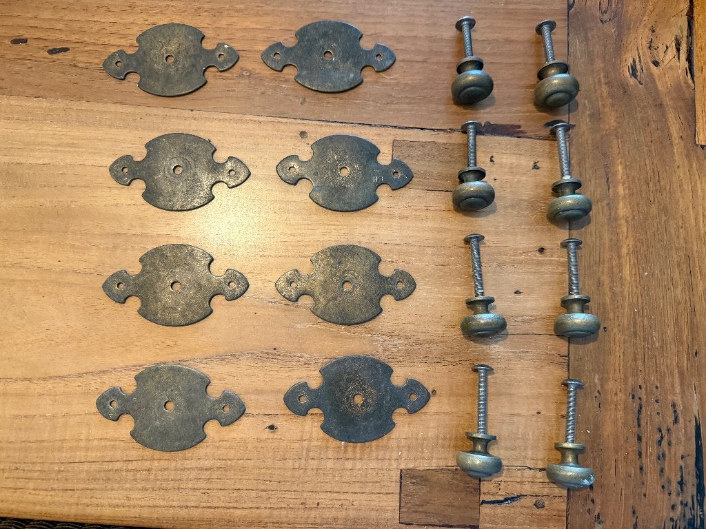 8x kastknoppen messing, Ophalen of Verzenden, Gebruikt, Koper of Messing, Klink of Kruk