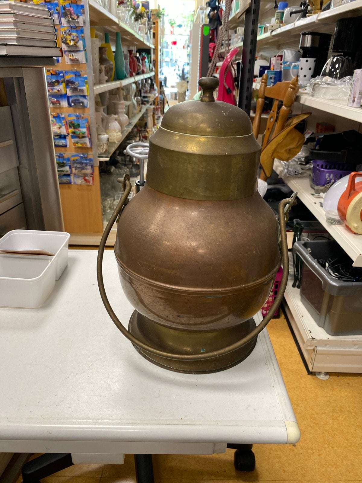 Antieke Koperen Waterketel met Bronzen Deksel, Ophalen of Verzenden, Koper
