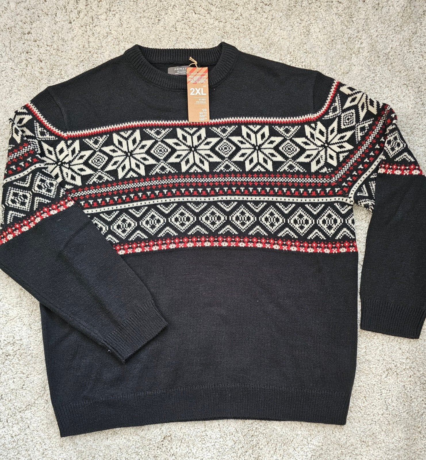 Primark Kersttrui Zwart met Scandinavisch Patroon 2XL, Zwart, Nieuw, Overige maten, Ophalen of Verzenden