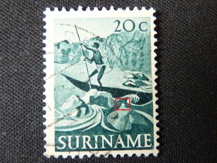 plaatfout suriname 306 p , gestempeld., Verzenden, T/m 1940, Gestempeld