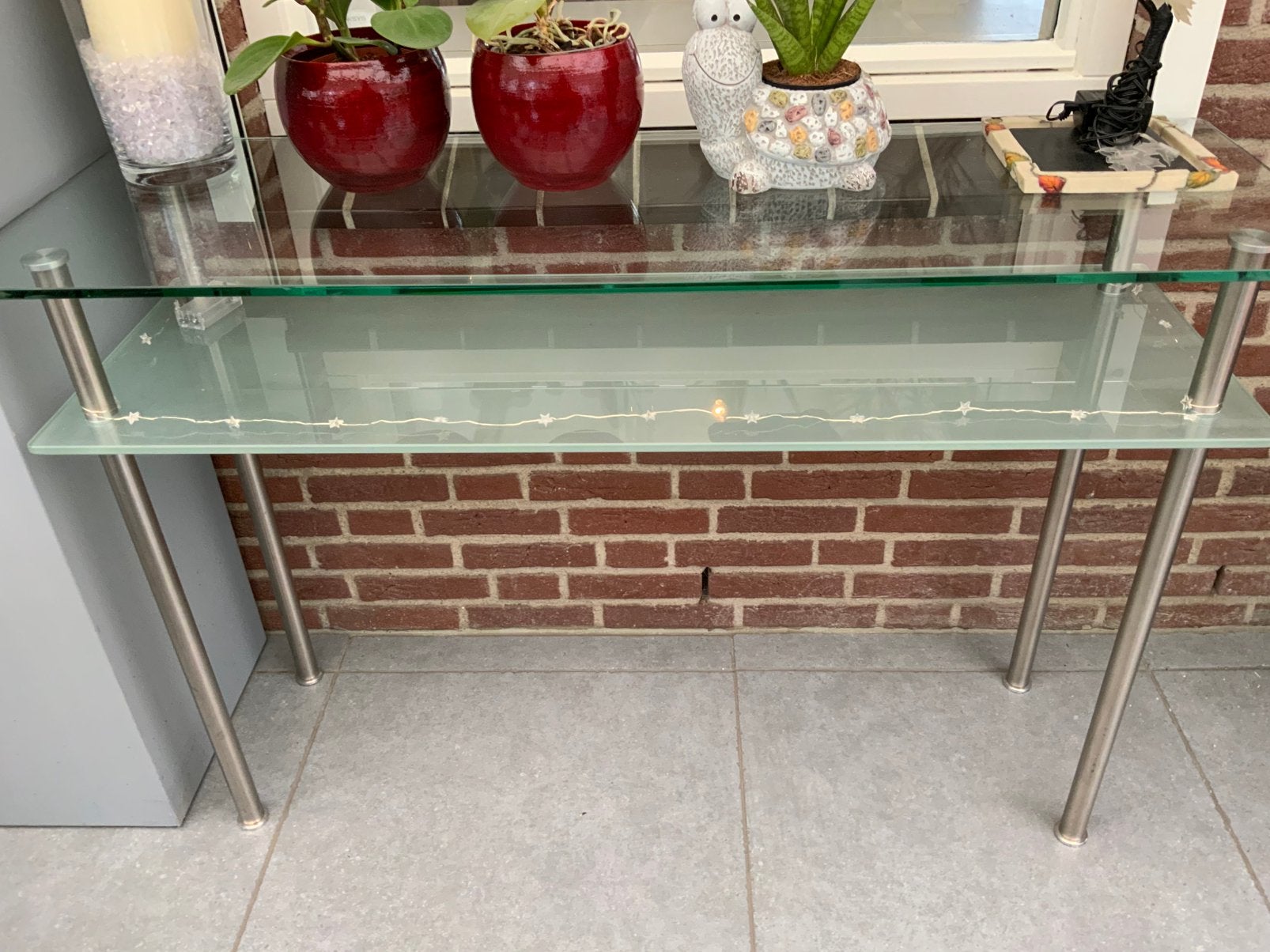 Glazen sidetable, Huis en Inrichting, Ophalen, Gebruikt, 100 tot 150 cm, Glas