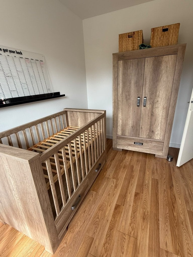 Kidsmill Brent Ledikant Babybed Oldwood 70*140, Ophalen, Zo goed als nieuw, Ledikant