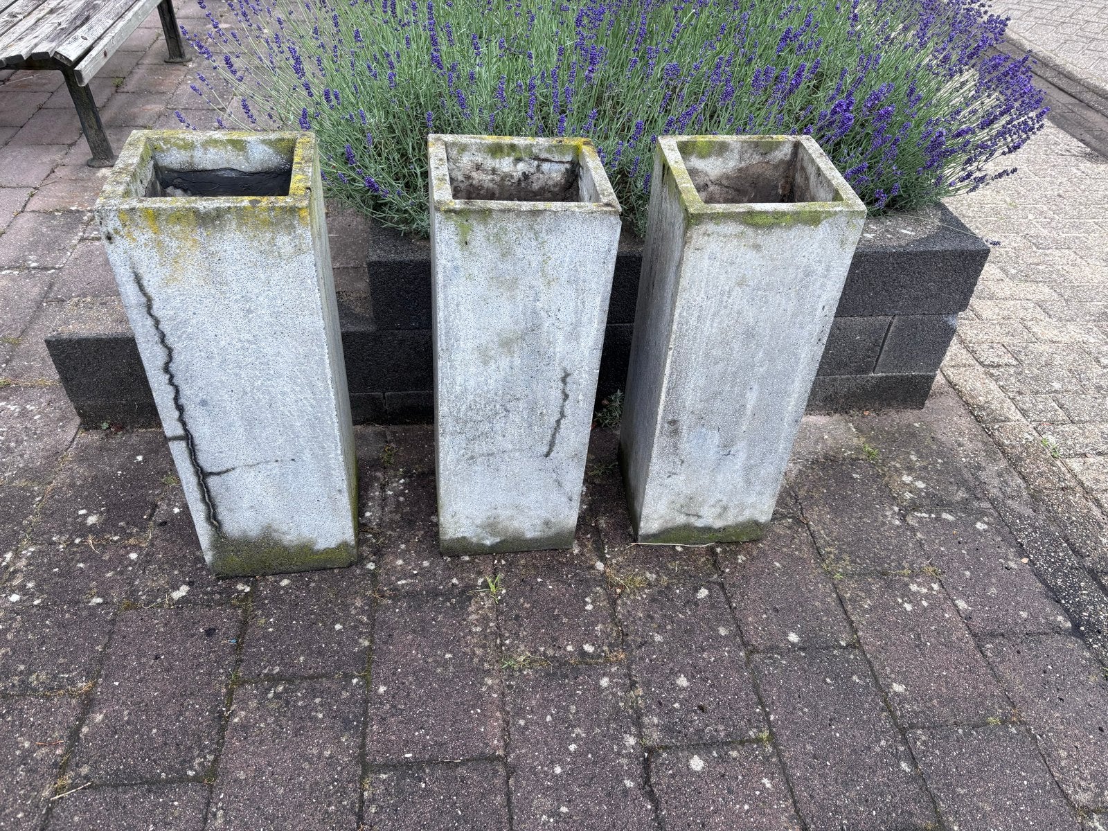 Set van 3 betonnen plantenbakken - Gebruikt, Ophalen, Gebruikt, Balkon, Minder dan 60 cm