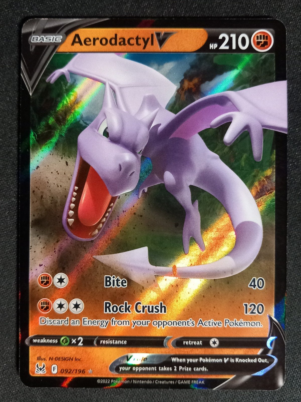 Pokemon Aerodactyl V 092/196 Lost Origin Ultra Rare NM, Verzenden, Zo goed als nieuw, Losse kaart, Foil