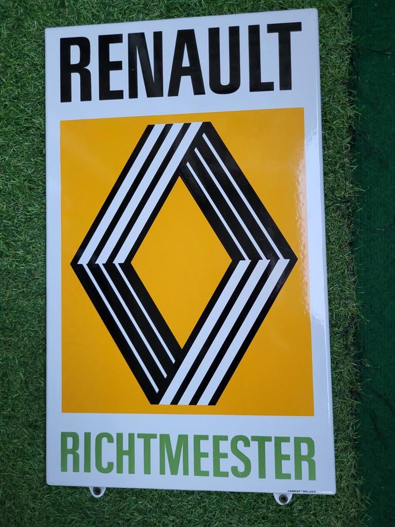 emaille reclamebord renault richtmeester, Verzamelen, Merken en Reclamevoorwerpen, Ophalen of Verzenden, Zo goed als nieuw, Reclamebord
