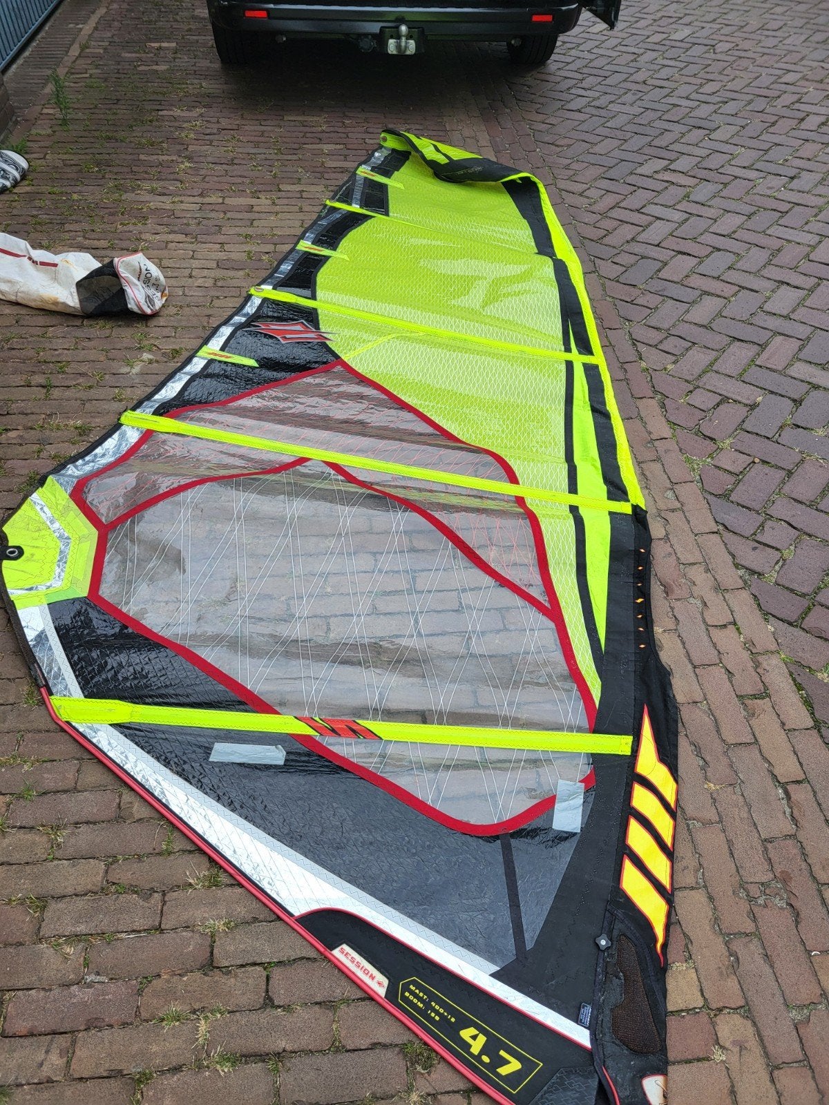 Naish Session 4.7 windsurfzeil, Watersport en Boten, Ophalen, Naish, 3.5 tot 5 m², Zo goed als nieuw