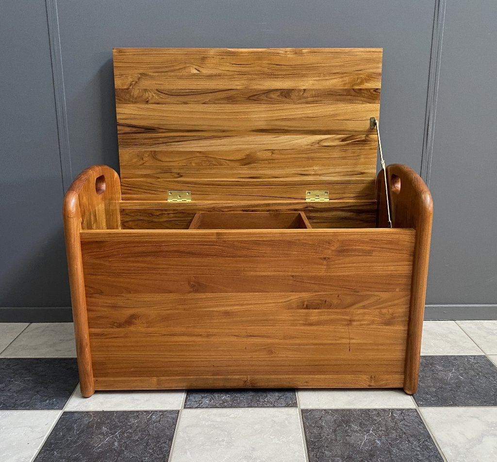80 jaar teak hout dekenkist speelgoedkist schoenen kist bank, Ophalen, 50 – 75, Gebruikt, Teakhout