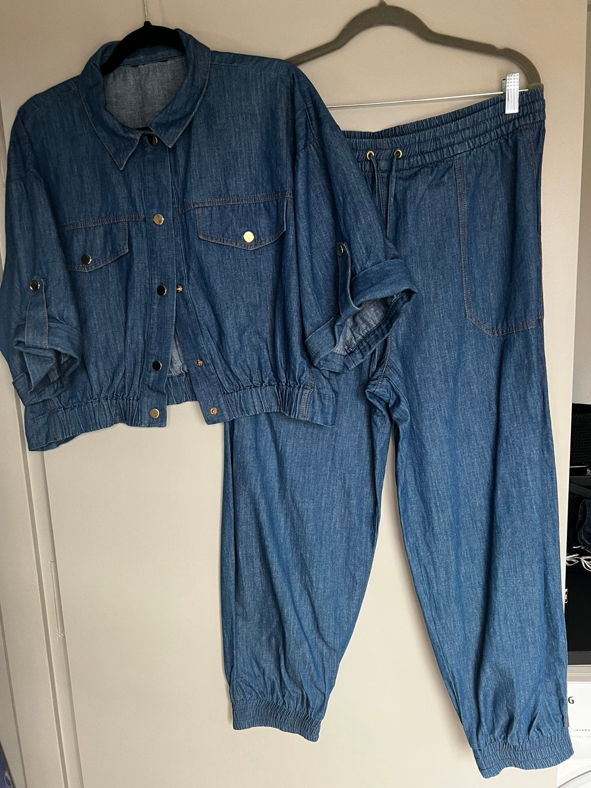 Nieuwstaat pak broek en blouse Zara L, Ophalen of Verzenden, Zo goed als nieuw, Maat 42/44 (L), Blauw
