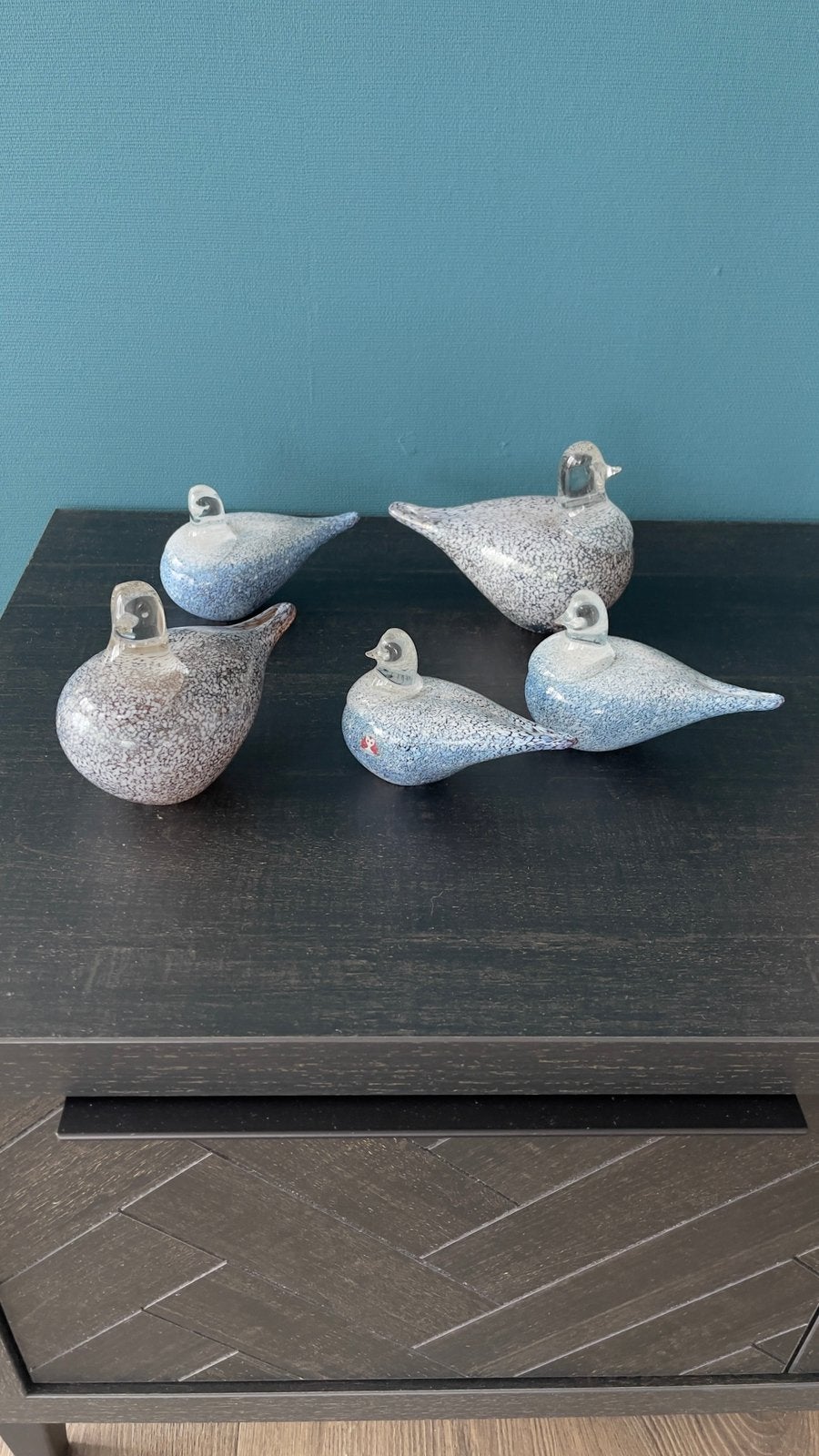 5 Massief Glazen Vogels van Studiolasi in Finland, Huis en Inrichting, Blauw, Nieuw, Ophalen of Verzenden, Scandinavisch