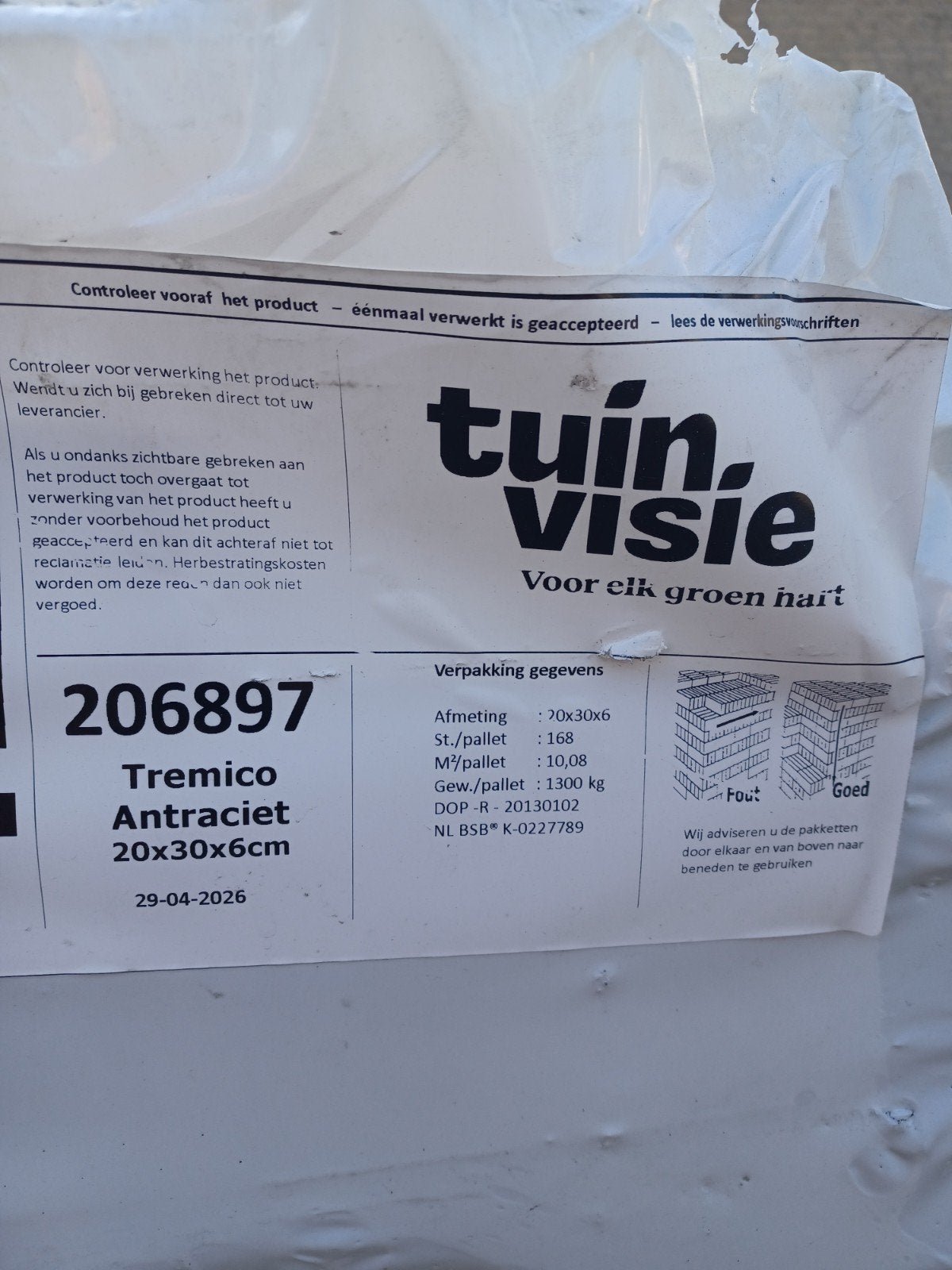 Tegels voor oprit 20x30x6, Doe-het-zelf en Verbouw, Tegels, Ophalen, Nieuw
