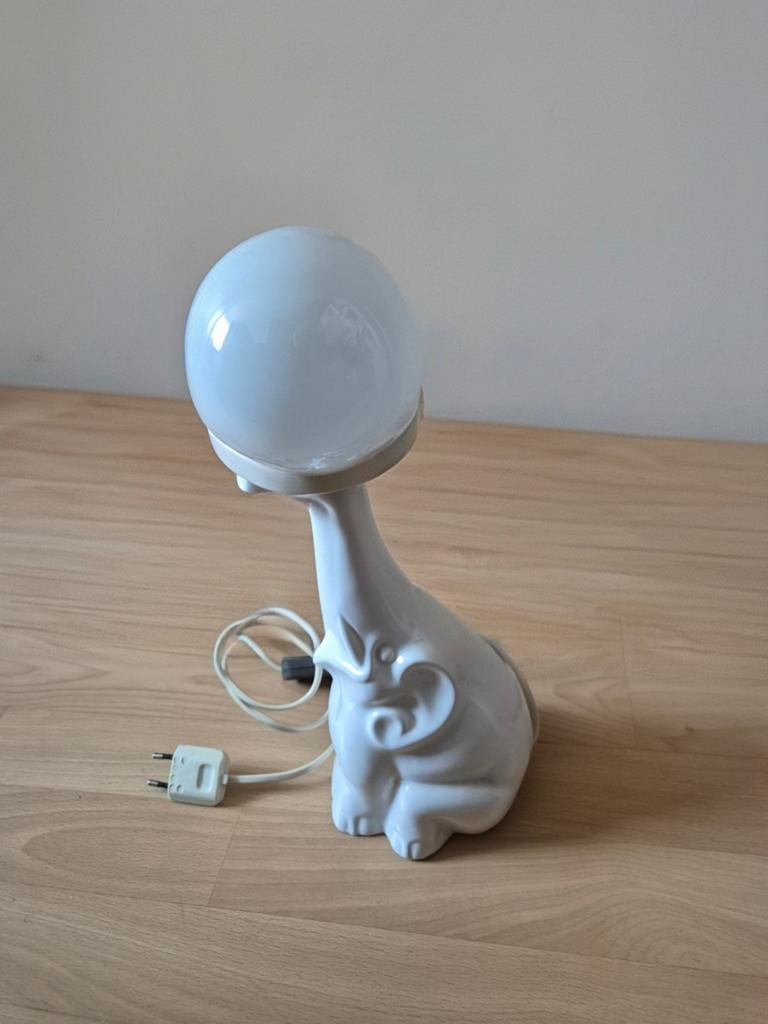 Vintage Olifant Tafellamp met Glazen Bol, Ophalen of Verzenden, Gebruikt, Glas
