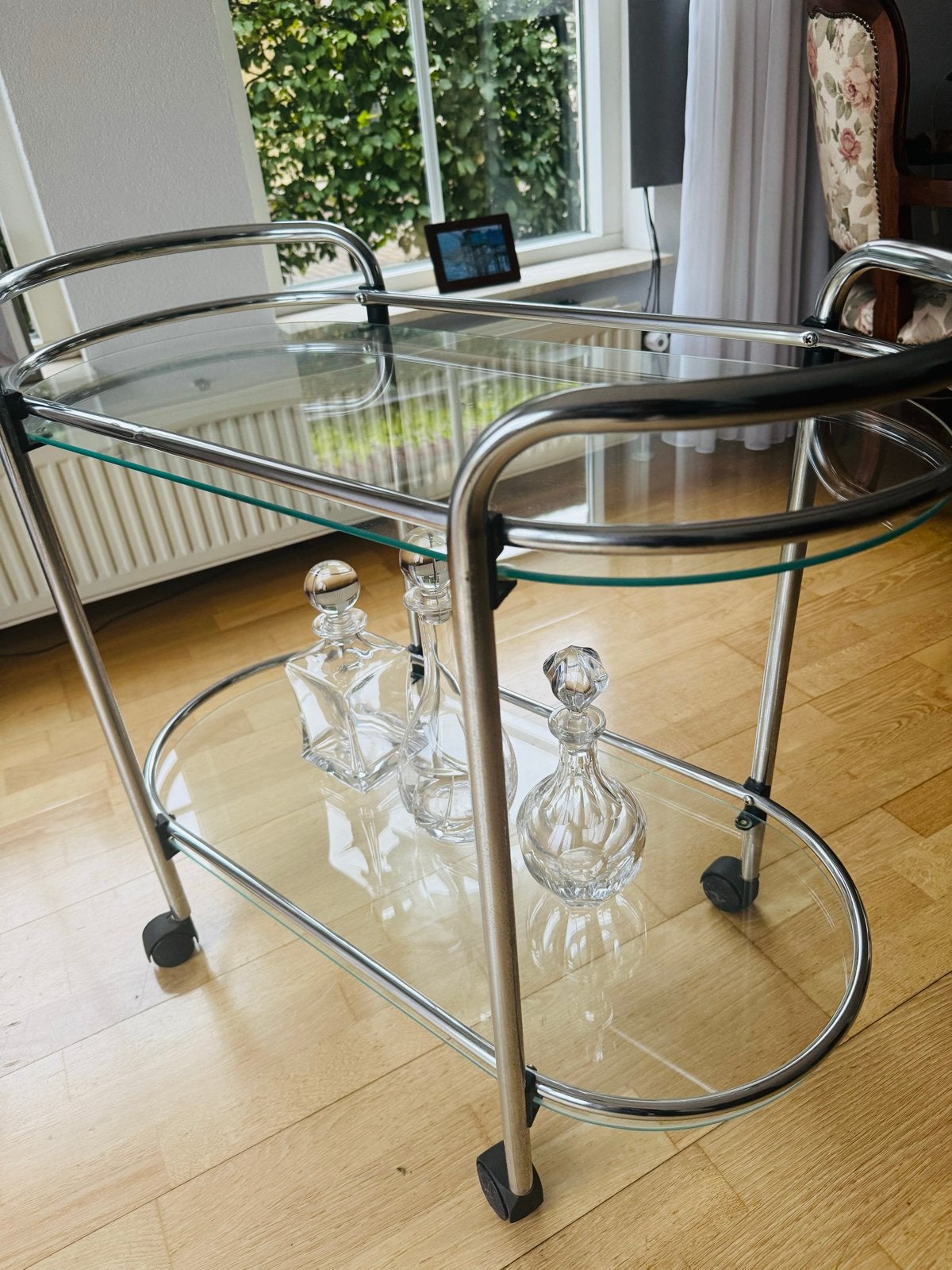 Glazen serveerwagen / trolley - 80x40x70 cm, Ophalen, Gebruikt, Modern, Glas