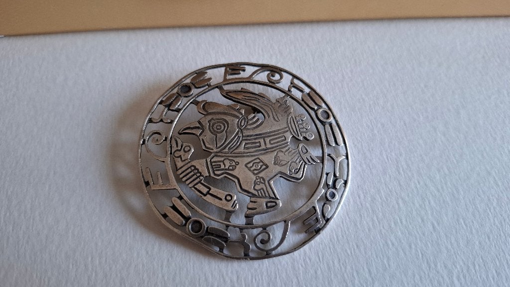 Broche Celtic vogel 925 zilver, Overige materialen, 4 tot 7 cm, Gebruikt, Ophalen of Verzenden