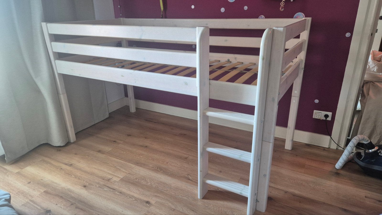 Flexa hoogslaper classic wit, 184 cm: 3 in 1!, Ophalen, 85 tot 100 cm, Gebruikt, Lattenbodem