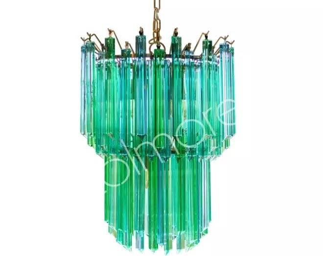 Colmore Kroonluchter IR/ANT.BRASS blauw multi color glas, Ophalen of Verzenden, Nieuw, Glas, Modern, Luxe, Klassiek