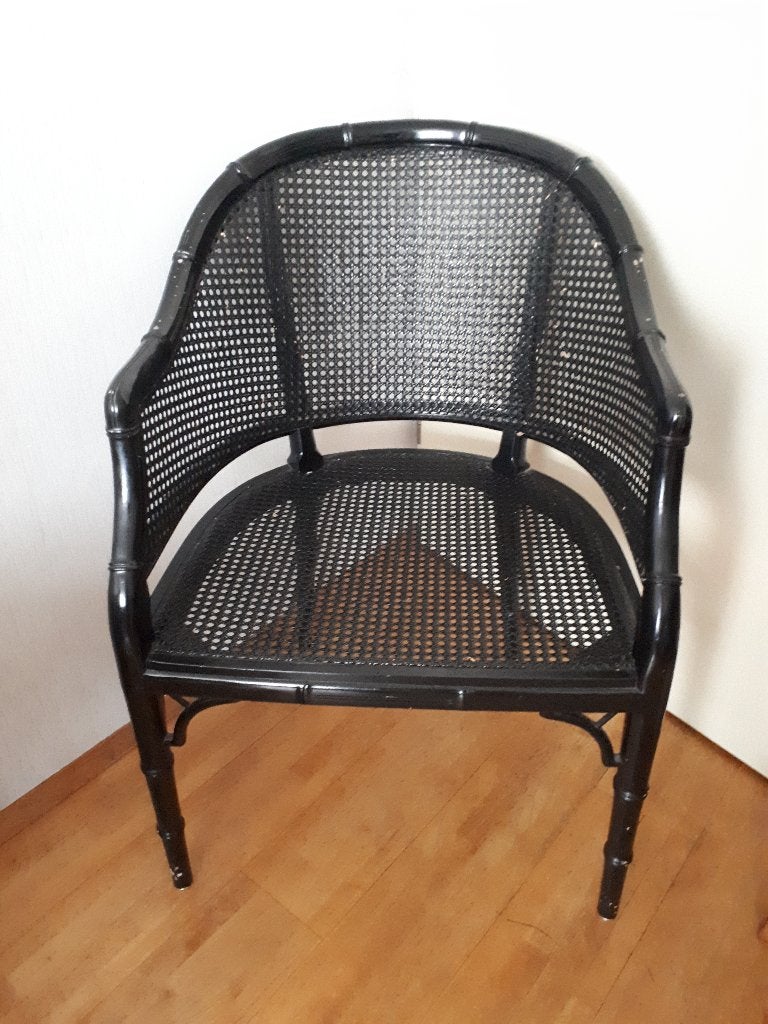 design Zwarte Rotan Stoel, Huis en Inrichting, Stoelen, Ophalen, Zo goed als nieuw, Zwart, Eén