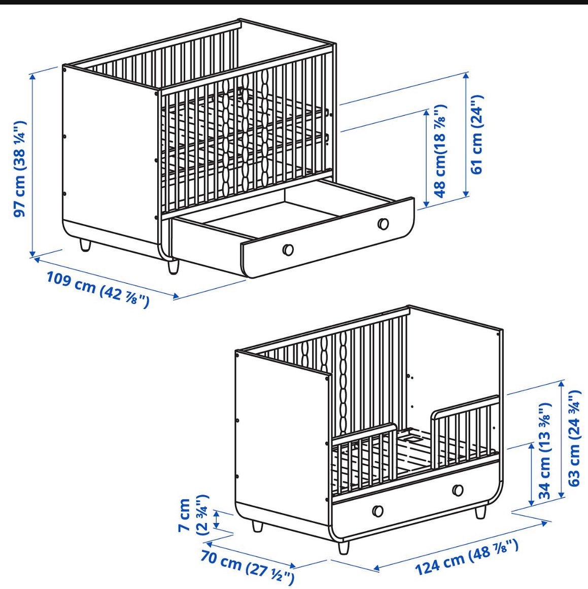 Ikea babybedje met lade - Nieuw en roze, Ophalen, Nieuw, Ledikant