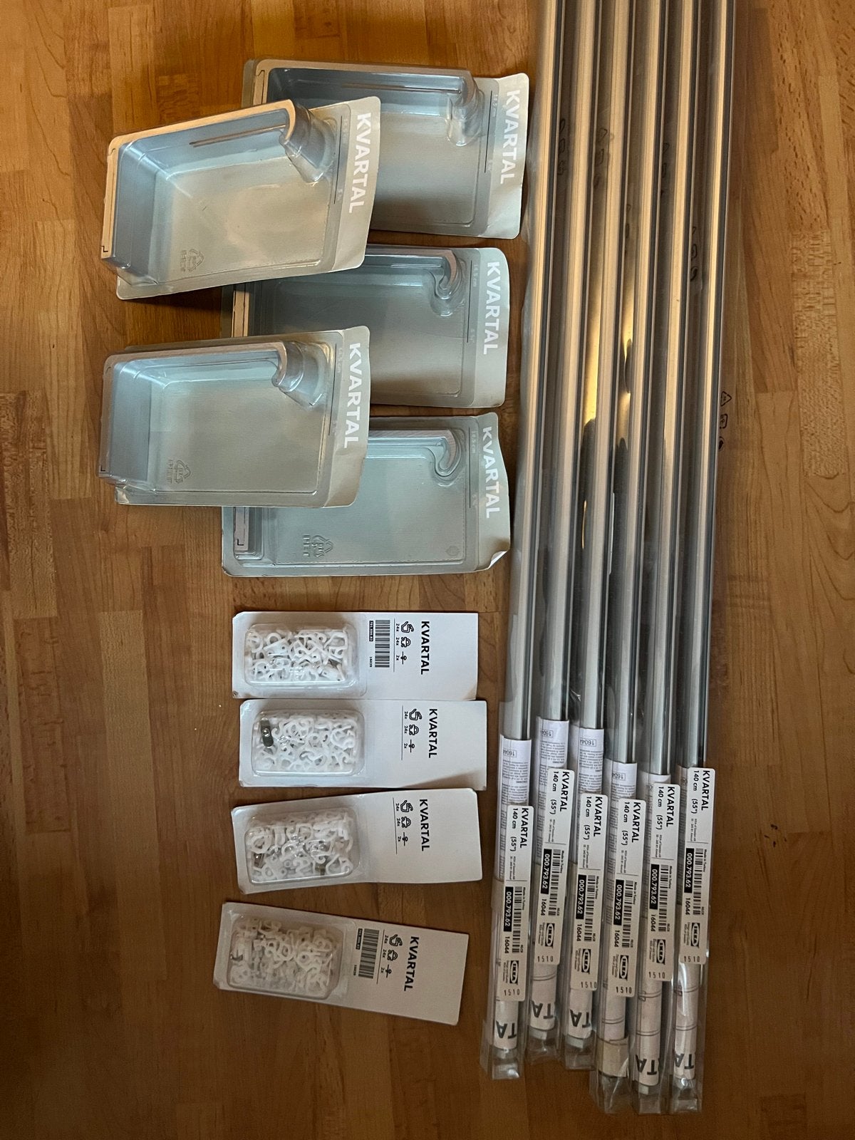 IKEA Kvartal 6 gordijnrails en accessoires en ophangsets, Ophalen, Met haken, Metaal, Nieuw