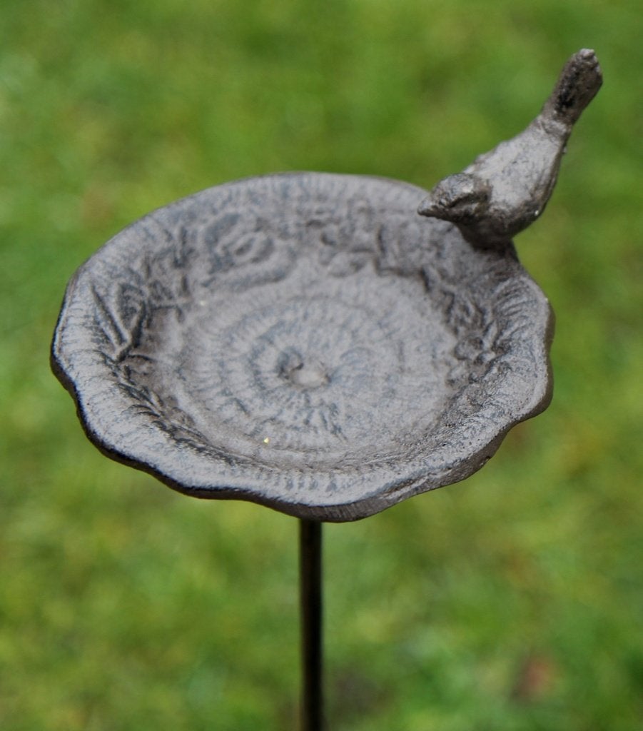 Vogelschaal met vogel op steker, gietijzer, vogelbad, Tuin en Terras, Vogelhuisjes en Vogelbaden, Robanjer, Nieuw, Ophalen of Verzenden