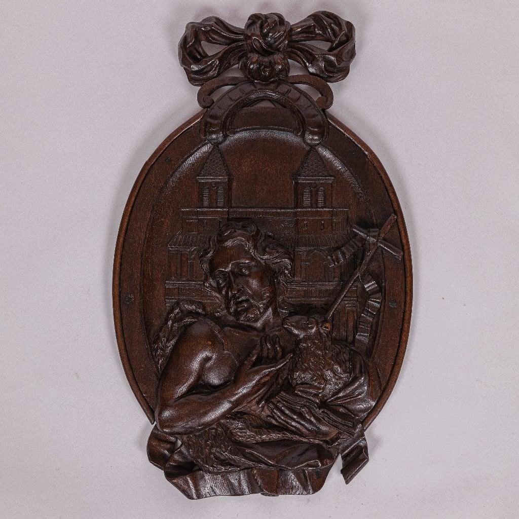 Houtsnijwerk Johannes de Doper, 18e-eeuw, Antiek en Kunst, Antiek | Religie, Ophalen of Verzenden