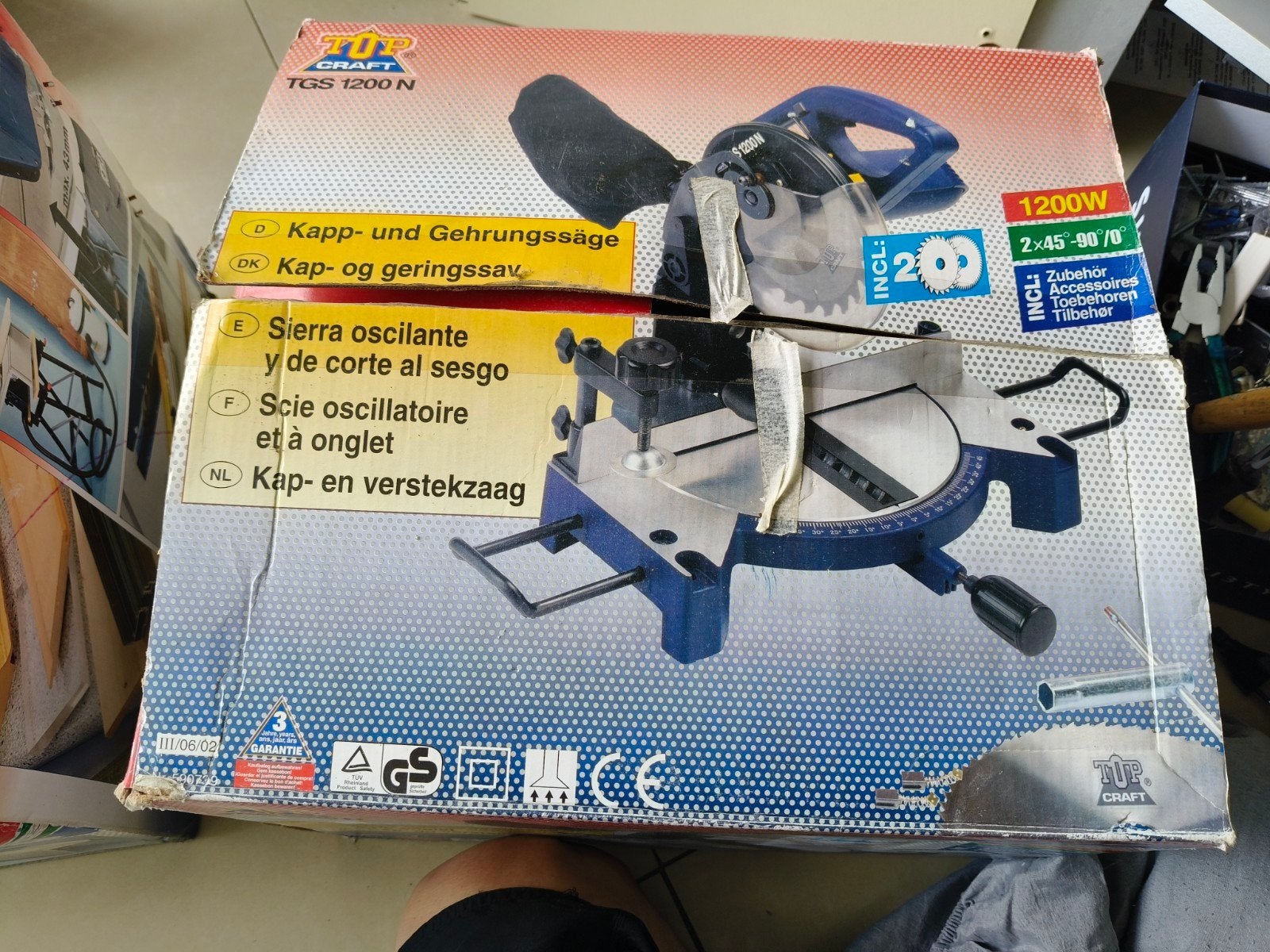 Top Craft TGS 1200 N Afkortzaag - 1200W, Gebruikt, Ophalen of Verzenden, Top Craft, Afkortzaag