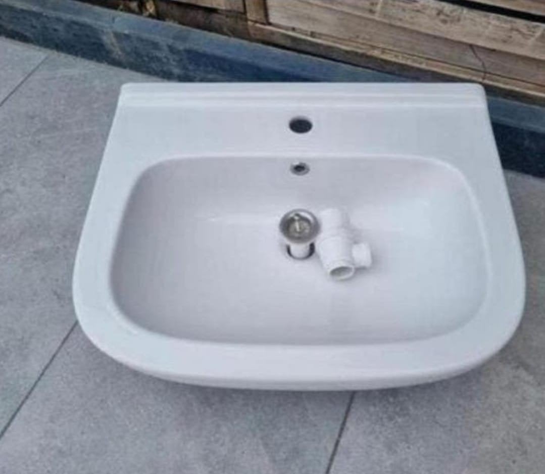 Witte wastafel met afvoerplug, Ophalen of Verzenden