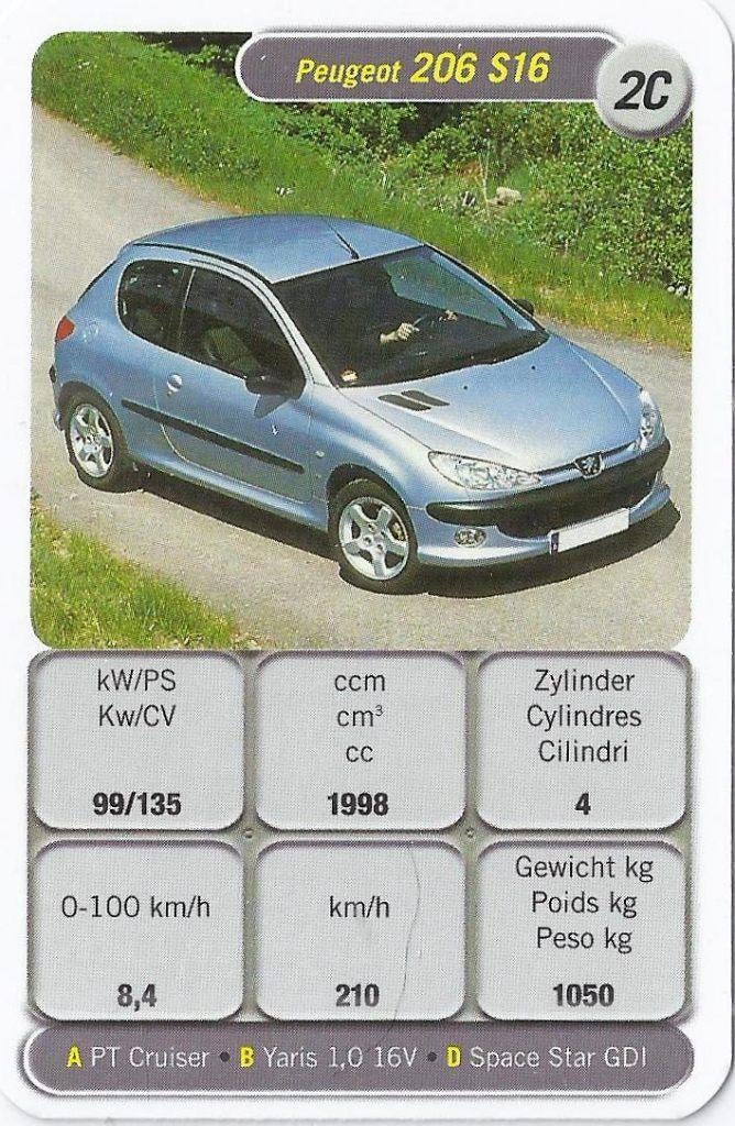 C14 autokaartje 2c peugeot 206 s16, Verzenden, Zo goed als nieuw, Auto's