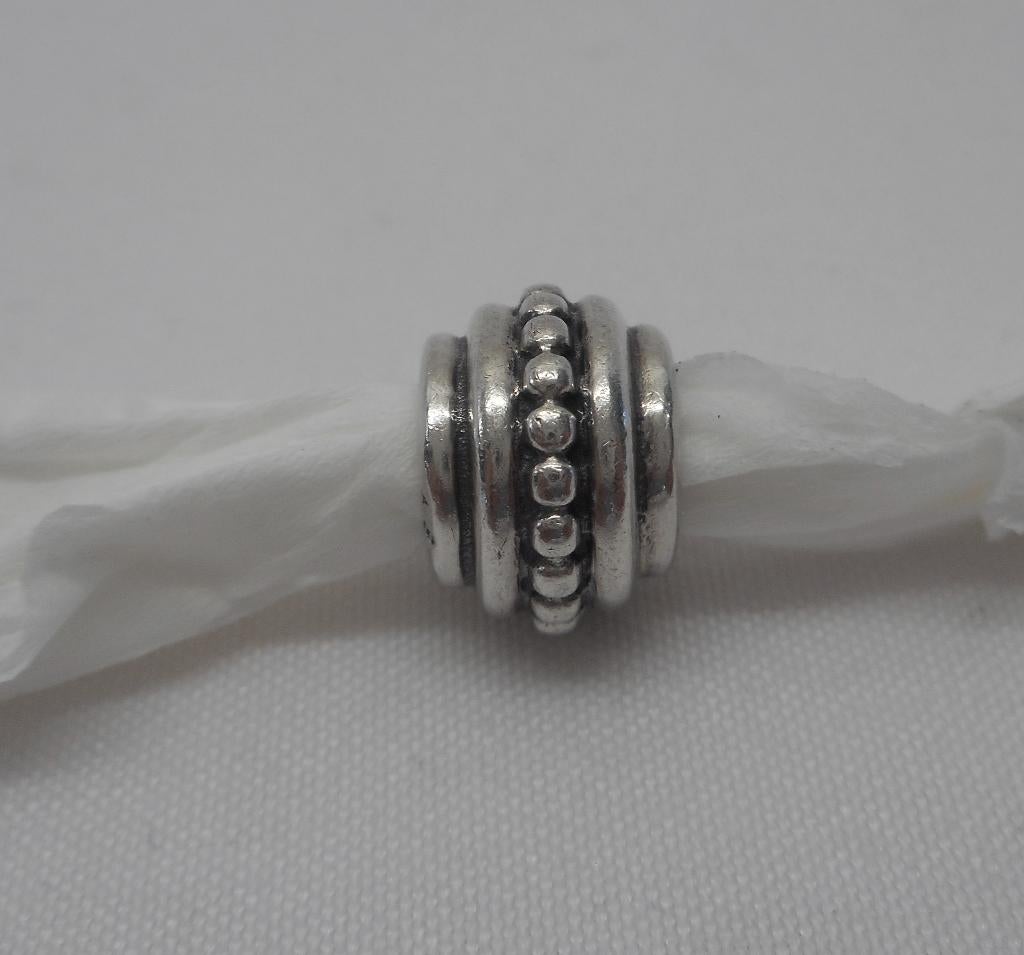 Pandora zilveren fantasie bedel met parelrand nr.982, Verzenden, Pandora, Zo goed als nieuw, 1 bedel