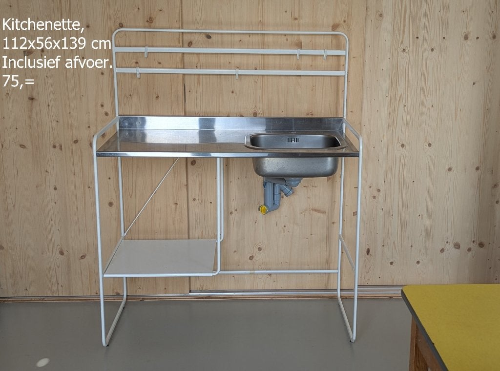 RVS keukenblad, spoelbak en sifon afvoer. Uitklapbaar., Ophalen, IKEA, Zo goed als nieuw, Metaal