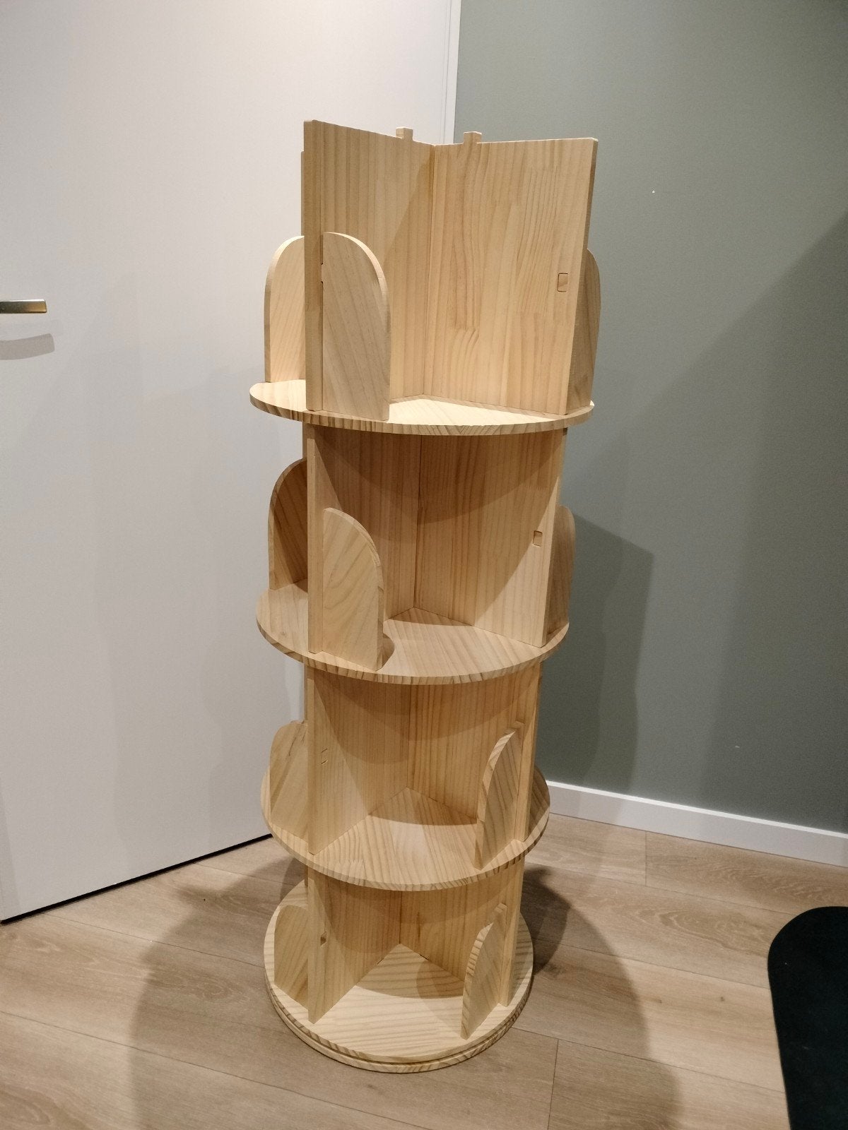 Houten draaibaar boekenrek / displayrek, Ophalen, Met plank(en), Minder dan 50 cm, Modern, Scandinavisch