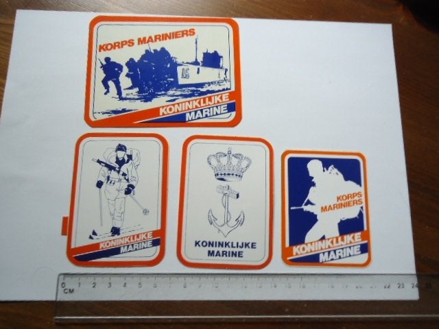 sticker oud Korps Mariniers Marine leger retro militair 4x, Verzenden, Zo goed als nieuw, Bedrijf of Vereniging